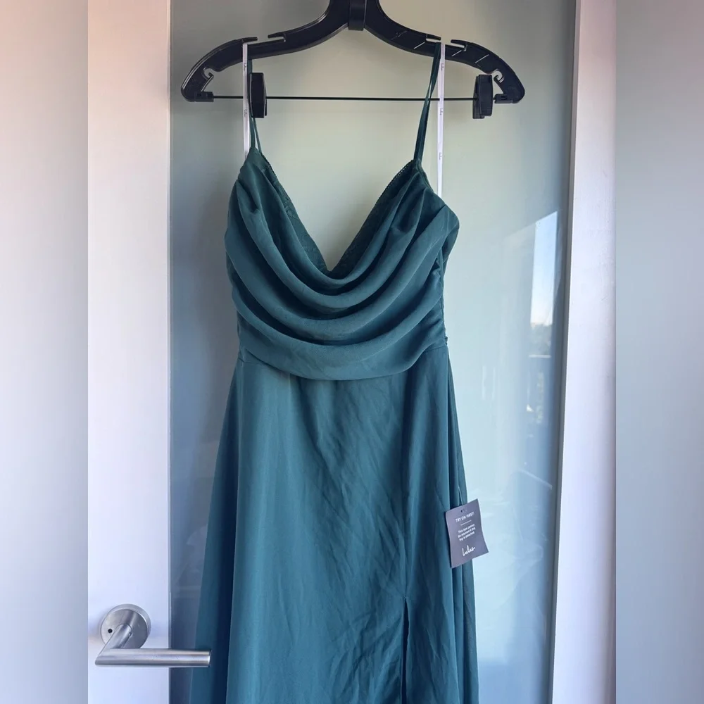 Lulus‎ Captivated Emerald Green Cowl Neck Maxi Dress